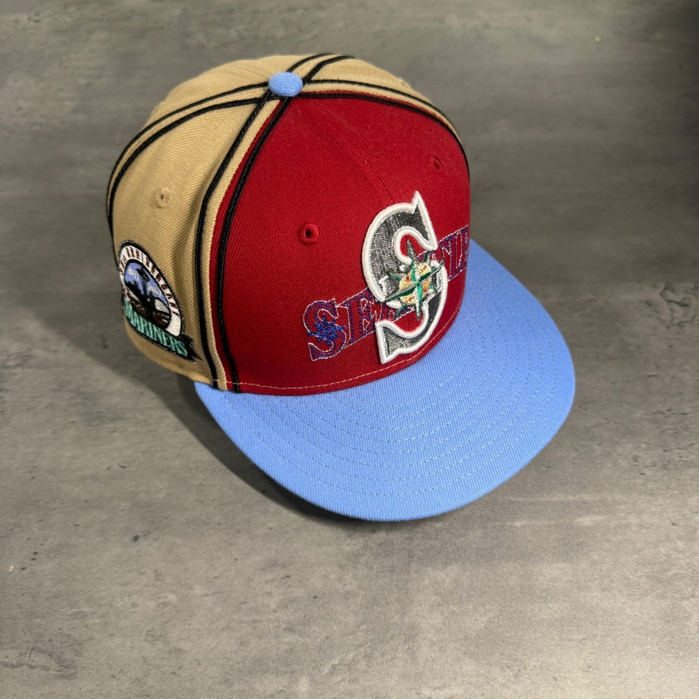 New Era‎ Seattle Mariners Hat 7 1/4 Sakonji Urokdaki Demon Slayer Red Tan Blue